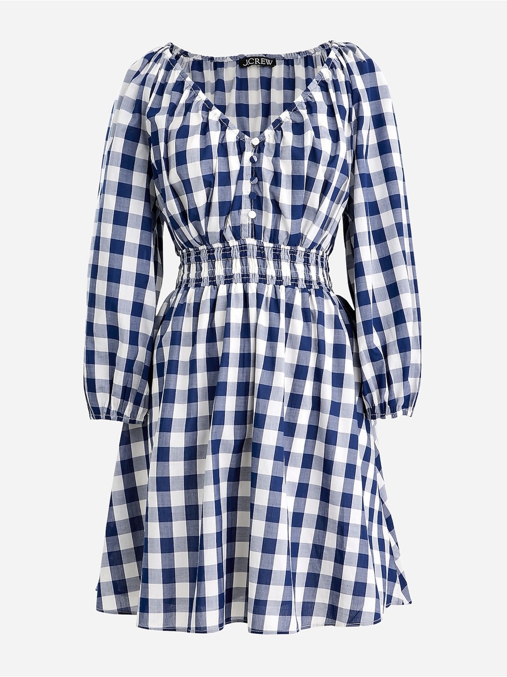 J. Crew V-neck mini dress in navy gingham. Size medium.